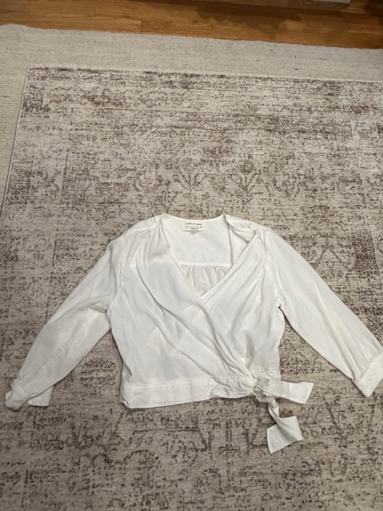 Anthropologie Tops - Anthropologie White Wrap Blouse with Tie